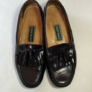 Cole Haan mens leather loafers pinch shawl tassels brown dress casual sz 10